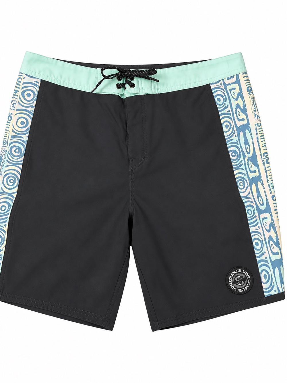Quiksilver Highline Men’s Boardshorts Size 34 Black Aqua Tribal Print